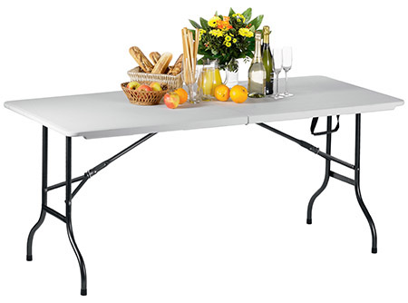 Klapptisch, Platte heller Kunststoff, Gestell