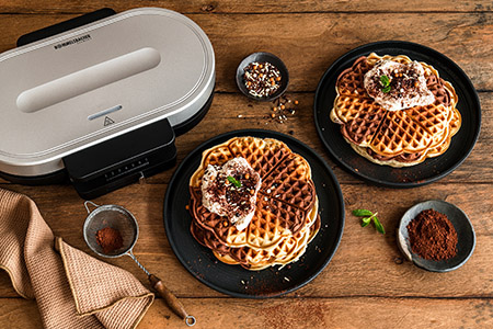 Doppel-Waffelautomat Edelstahl/schwarz, 1250W