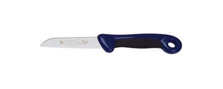 Schälmesser Bicolor Blau, gerade, extra scharf