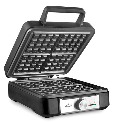 Waffeleisen Edelstahl/schwarz, 1400W Lacor