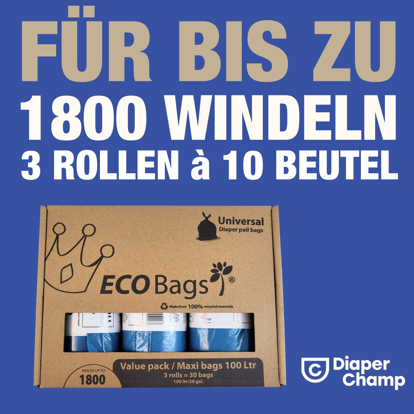 Mülltüten 100L für Diaper Ch.mittel/groß+Handsfree