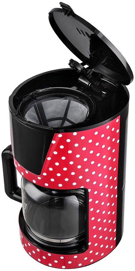 Kaffeemaschine rot/weiße Punkte, 1,5 L, 1000W