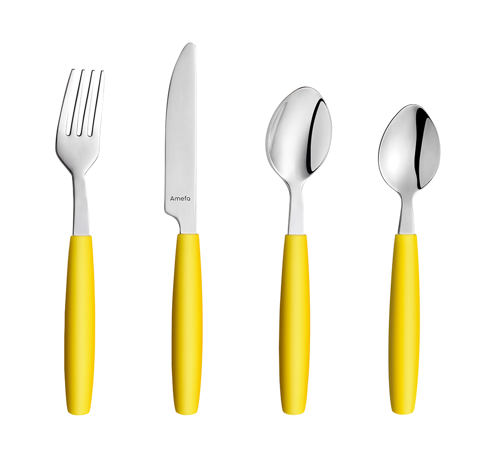 Dessertbesteck PIXEL, yellow, 19,5cm,