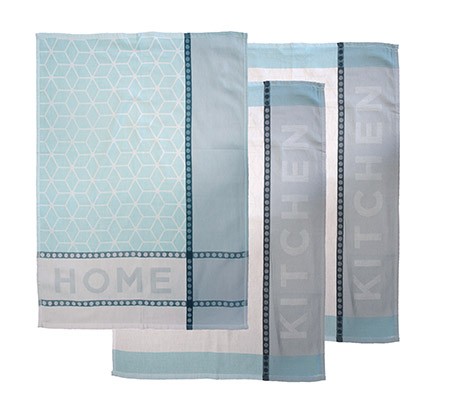 Geschirrtuch 3-er Pack, blau, 100% Baumwolle