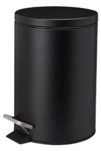 Kosmetik-Treteimer schwarz, 3L, Metallgehäuse