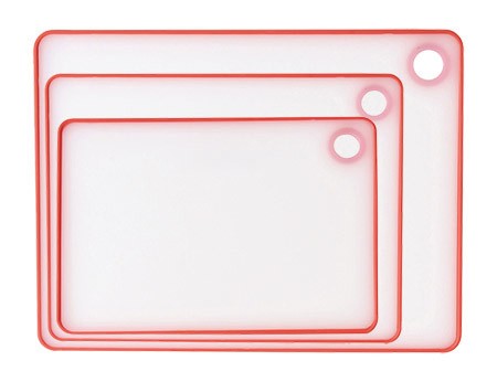Schneidbretter-Set transparent/rot 3-teilig, PP