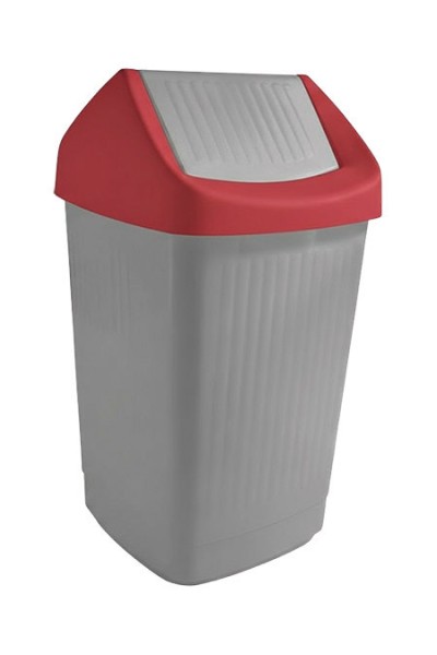 Schwingdeckeleimer grau/rot 25L, Kunststoff PP,
