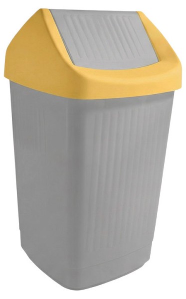 Schwingdeckeleimer grau/gelb, 50L, Kunststoff PP,