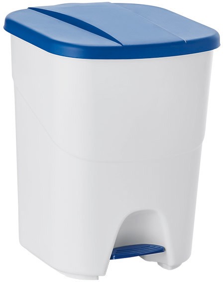 Treteimer PP, hellgrau, blauer Deckel, 40 Ltr.