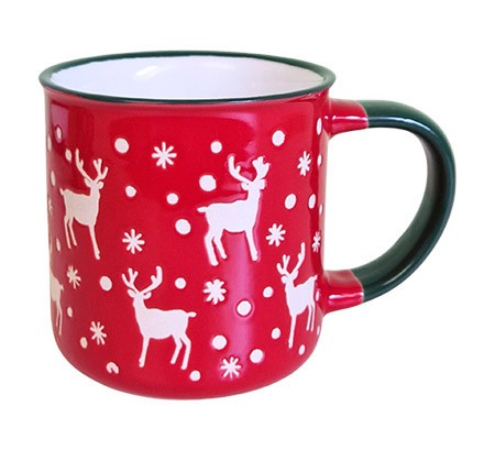 Weihnachtstasse Rentiere rot 250ml