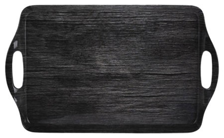 Tablett dunkelgraues Holzdekor, Kunststoff Melamin