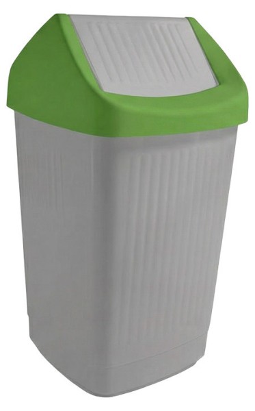 Schwingdeckeleimer grau/grün, 50L, Kunststoff PP,