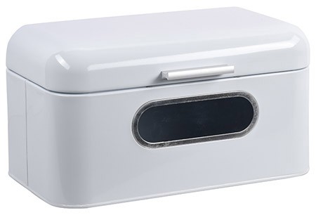 Brotbox, weiß, Metall mit Sichtfenster
