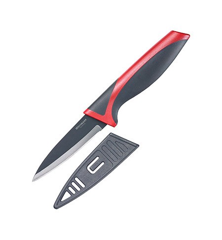 Schälmesser schwarz/rot 8cm Klinge Antihaft