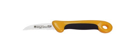Schälmesser Bicolor Gelb, gebogen, extra scharf