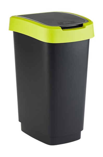 Schwingdeckeleimer Twist, 25L, schwarz/lime-grün