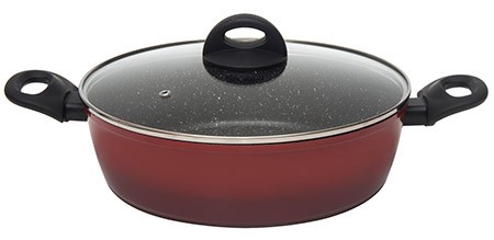 Schmorpfanne Chef Cook RED, 28cm, mit Glasdeckel