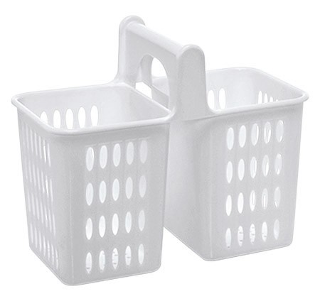 Besteckkorb, 2-fach, weiß, Kunststoff,