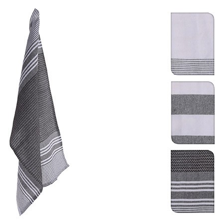 Geschirrtuch-Set 3-teilig, grau/weiß, 45x70cm