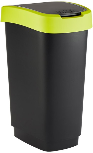 Schwingdeckeleimer Twist, 50L, schwarz/lime-grün