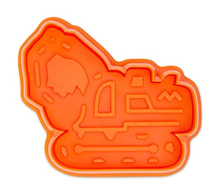 Präge-Ausstecher Bagger orange, 7,5cm