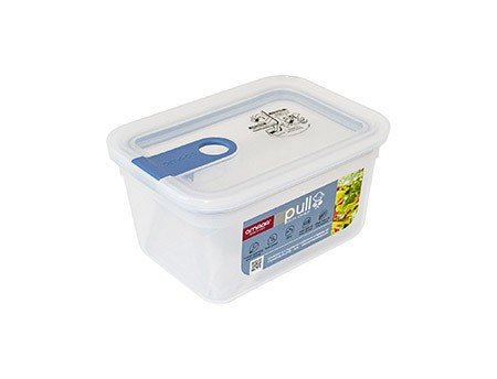 Vorratsdose, 1,0L, transparent/blau, Pull Box Chef