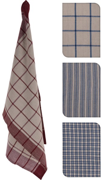 Geschirrtuch-Set 3-teilig, blau beige, 45x70cm