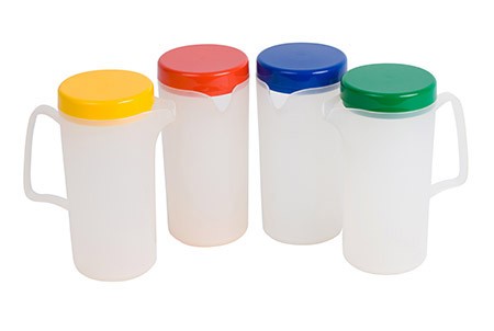 Kanne 0,6L, transparent mit farbigem Deckel Polypropylen