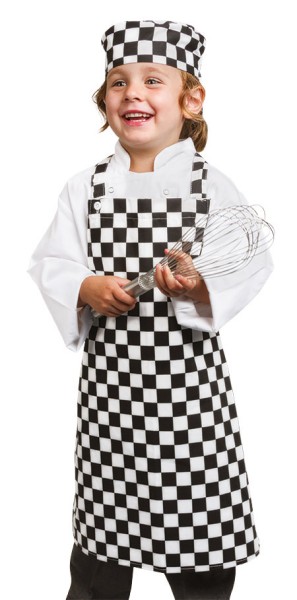 Kinder-Latzschürze Karo schwarz/weiß,