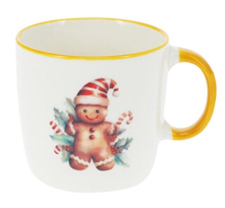 Kindertasse Lebkuchenmann gelber Rand 200ml