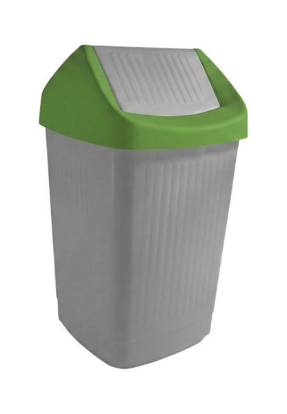 Schwingdeckeleimer grau/grün, 25L, Kunststoff PP,