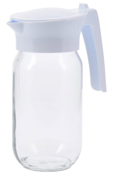Glaskanne mit Kunststoffdeckel weiß 1,0L