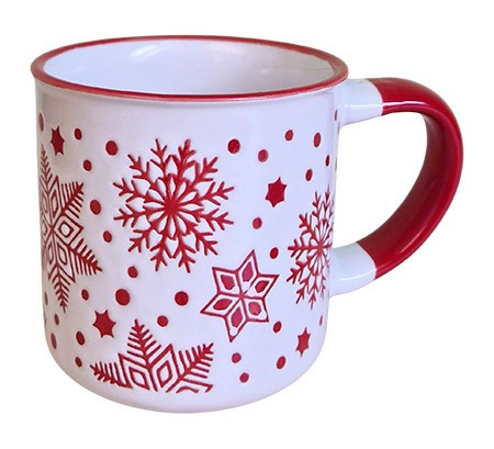 Weihnachtstasse Schneeflocken weiß 250ml