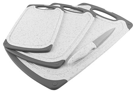 Schneidbretter-Set 4-teilig, granit/weiß