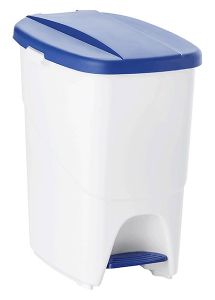 Treteimer PP, hellgrau, blauer Deckel, 25 Ltr.