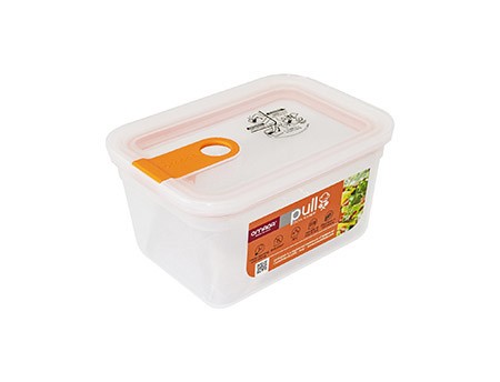Vorratsdose, 1L, transparent/orange, Pull Box Chef
