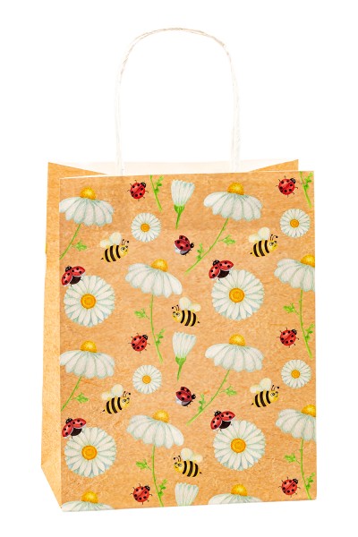 Geschenktasche Blumen, natur 18x10xH23cm, DIN A5