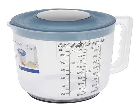 Mess/Mixbecher, 2,0 Ltr., PP, blauer Deckel,