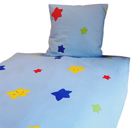 Kinderbettwäsche Sterne hellblau,K40x60/D100x135cm